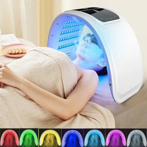 Afbeelding van Natuurlijke 7-kleurige LED-gezichtsmasker met PDT-technologie voor huidverjonging en diepe verfrissing – Spa-gezichtssprayapparaat voor thuisgebruik