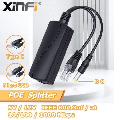 Afbeelding van Gigabit PoE Splitter 5V/3A - 48V naar 12V voor Raspberry Pi & Beveiliging