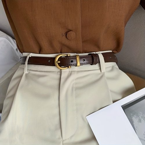 Image of Vintage-Inspired Thin Retro Belt for Women – Elegant Antique-Style Cut-Edge Design for Jeans and Casual Outfits