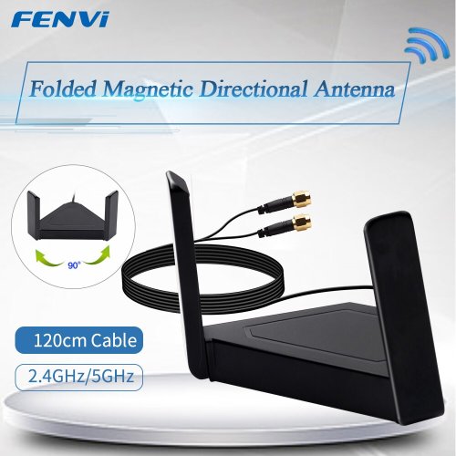 Immagine di Antenna WiFi Esterna Rotante Dual Band 2.4GHz e 5GHz con Cavo RP-SMA per Adattatore PCI Desktop e Router AX210 – Alta Velocità e Copertura Ottimizzata