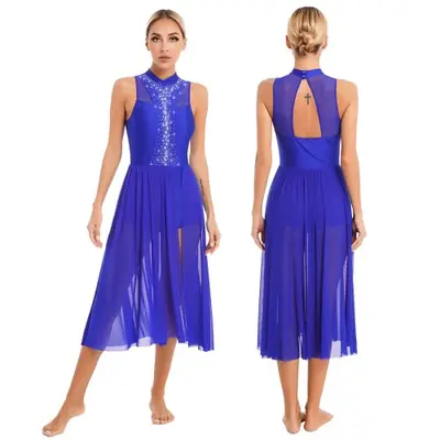 Image de Robe de Danse Longue Élégante - Justaucorps Superposé Dos Découpé