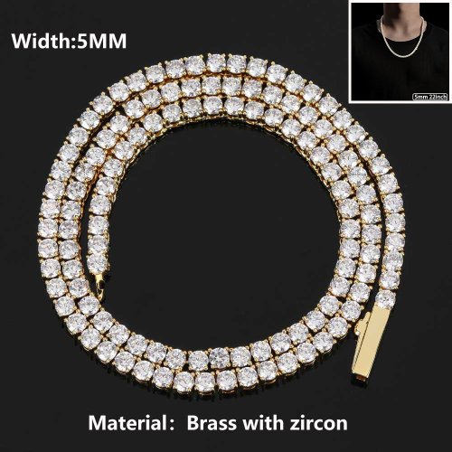Immagine di Gioielli Hip Hop Cubic Zirconia ghiacciata Catena da tennis ghiacciata Collana bling placcata oro 18...