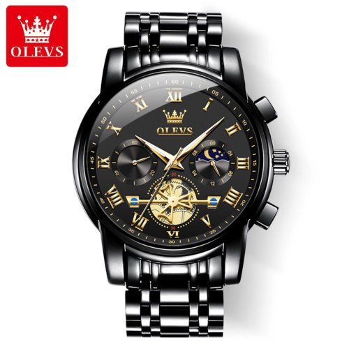 Image of OLEVS Top Brand Mens Watches Classic Roman Scale Dial Luxury Wrist Watch for Man Original Quartz Waterproof Luminous Chronograph