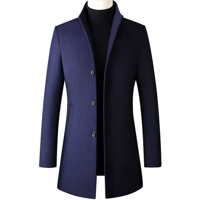 Image de Manteau Trench Homme Long Col Montant Style Coréen Automne Hiver