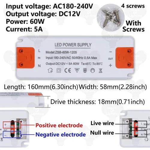 DC12V 60W 5A