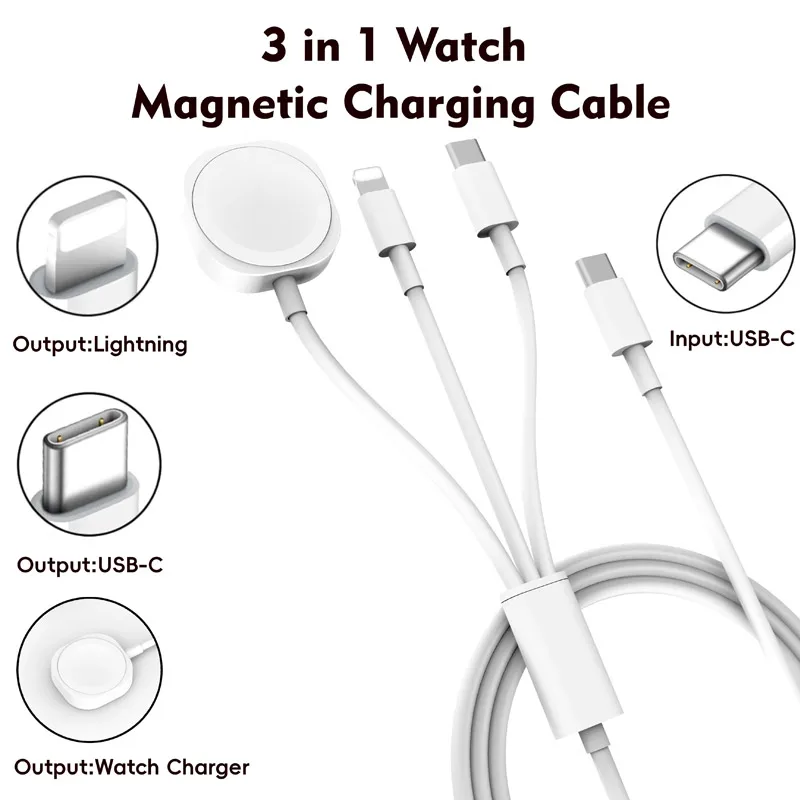 Image of 3-in-1 Wireless Charging Station for Apple Watch, iPhone 12/16, Samsung, Xiaomi – Fast Charging Pad with USB-C Cable for Seamless Device Charging