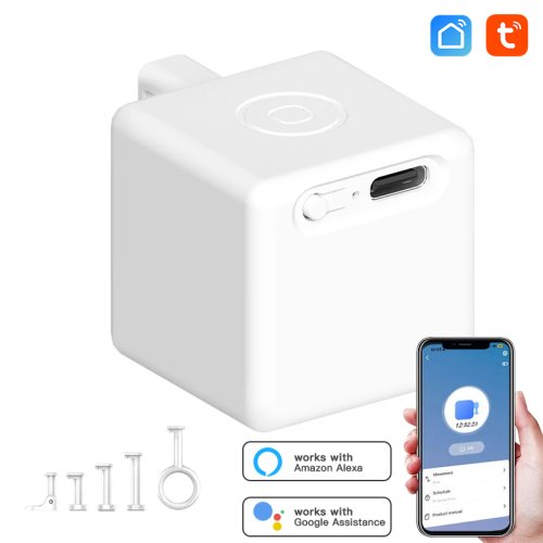Imagen de Interruptor Inteligente Recargable Tuya con Control por Voz Alexa y Google Home, Enchufe Smart para Luces, Cortinas y Garaje - Robot FingerBot Incluido