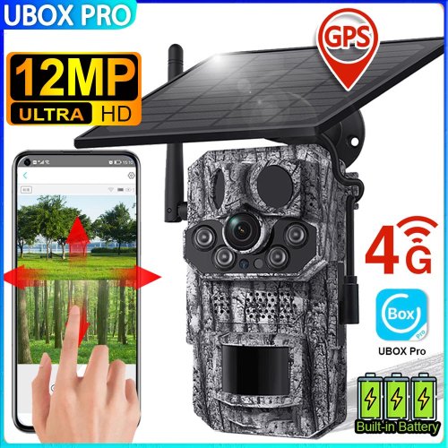 Image of UBOX PRO 4G LTE Cellular Trail Camera 5MP Solar Camera PIR Motion Activated 0.2s Trigger Time Night Vision Wildlife Hunting Cam