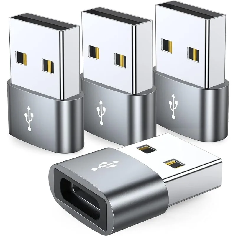 Imagen de Paquete de 4 Adaptadores USB-C Hembra a USB Macho: Conector Tipo C a USB A para Cargar y Transferir Datos en iPhone, iPad, Samsung Galaxy, Pixel y Otros Dispositivos