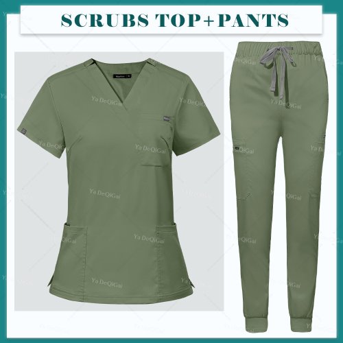 Immagine di Abiti da sala operatoria Uniformi mediche Scrub Set Scrub da lavoro ospedaliero Set Infermiera...