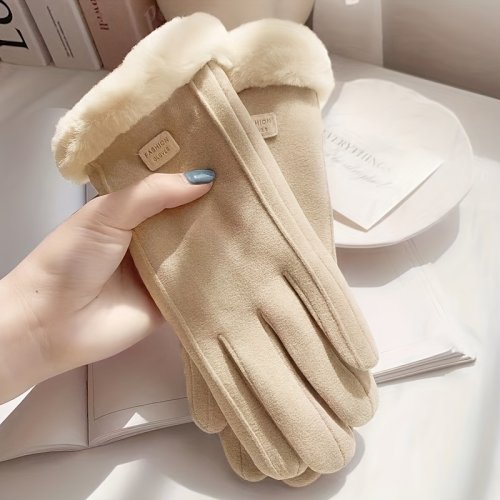Imagen de Guantes de pantalla táctil para mujer, manoplas de moda para otoño e invierno, cálidos y finos de Ca...