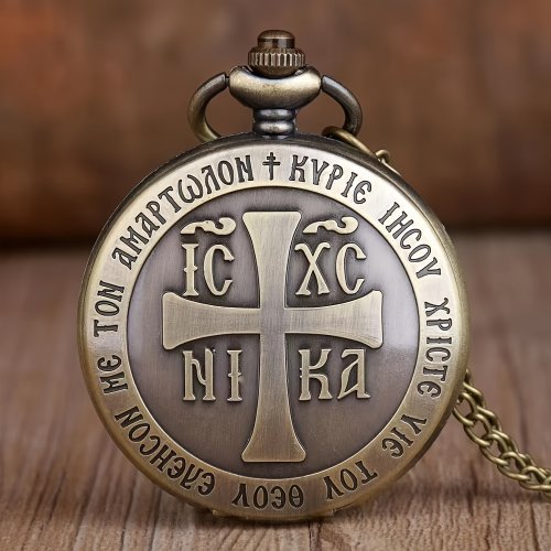 Bild von Elegante Vintage-Taschenuhr-Halskette aus Bronze – Zeitloses Accessoire für Herren und Damen als stilvolles Geschenk