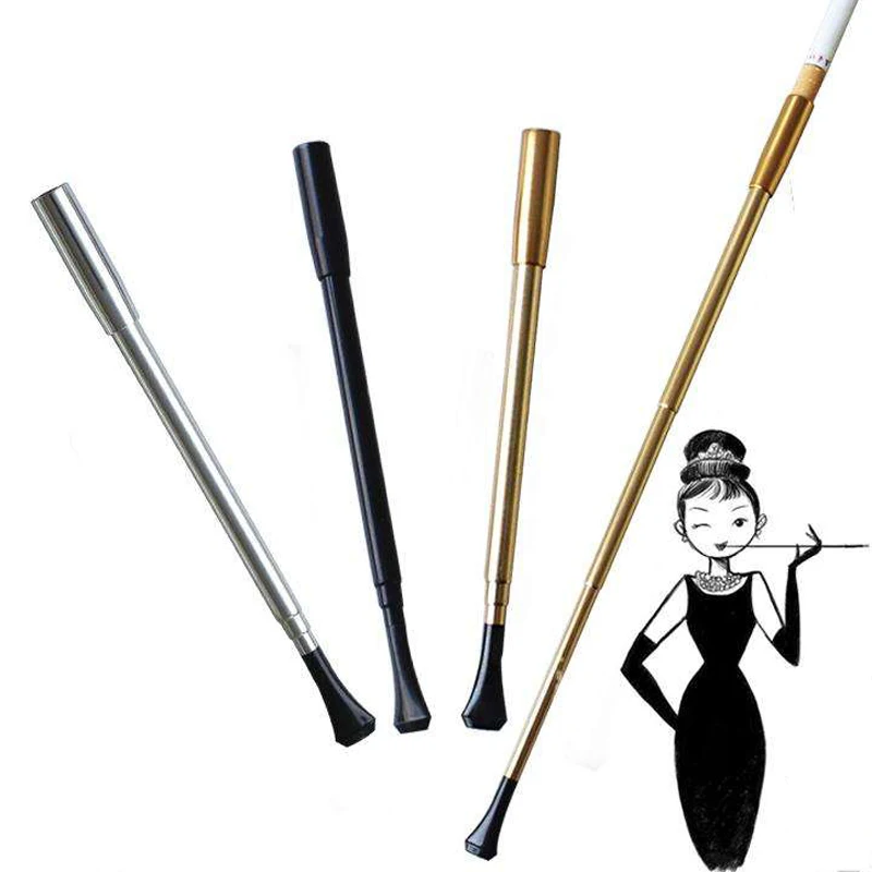 Immagine di Portasigarette da Donna con Asta Lunga Retrattile in Stile Vintage – Tubo Sottile e Elegante per un Look Raffinato