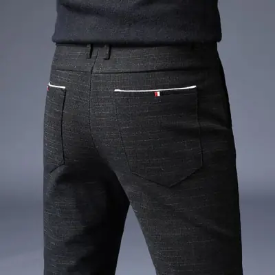 Image de Pantalon Costume Homme Gris à Carreaux - Élégant & Confortable