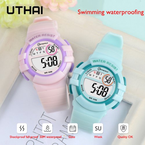 Image of UTHAI C04 Kids Electronic Watch with Alarm Clock, Waterproof for Swimming and Sports – Durable Wristwatch for Primary and Secondary School Students