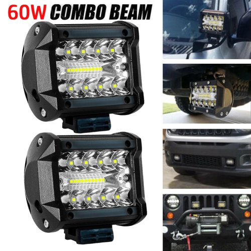 Imagen de Barra LED de 12V y 60W Combo de Inundación para Vehículos Todo Terreno – Luz de Trabajo para Camiones, Coches, SUV, ATV, UTV y 4x4 con Faros LED Potentes
