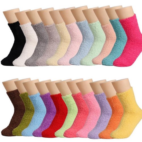 Image of Cozy Candy-Colored Fluffy Floor Socks for Women – Soft, Warm Winter Slippers for Home and Sleep