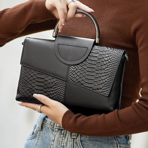 Immagine di Borsa a Tracolla da Donna in Pelle Sintetica PU con Motivo Alligatore – Elegante e Versatile per Occasioni Casual, Cene e Matrimoni