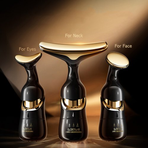 Afbeelding van Natuurlijke 3-in-1 Gezichtsmassager met Oog- en Halsmassage – Anti-Aging & V-Lijn Effect voor Stralende Huid Thuis