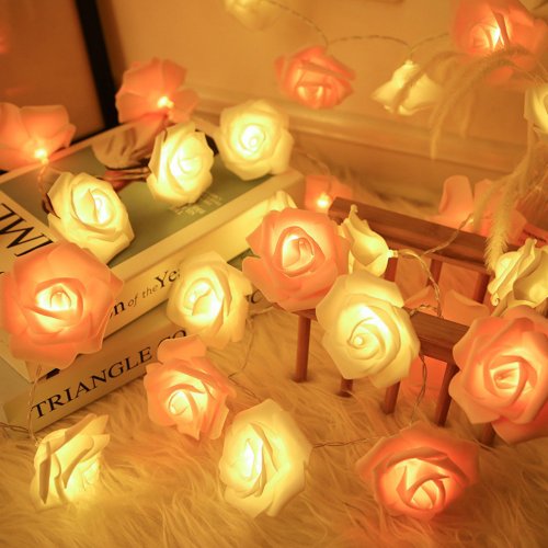 Image of 5V USB-Powered Rose Flower LED String Light with Red, Pink, Warm White, Blue & RGB Colors – 1.5m, 3m, 6m, 10m Fairy Lights for Wedding, Christmas, Party & Home Decoration