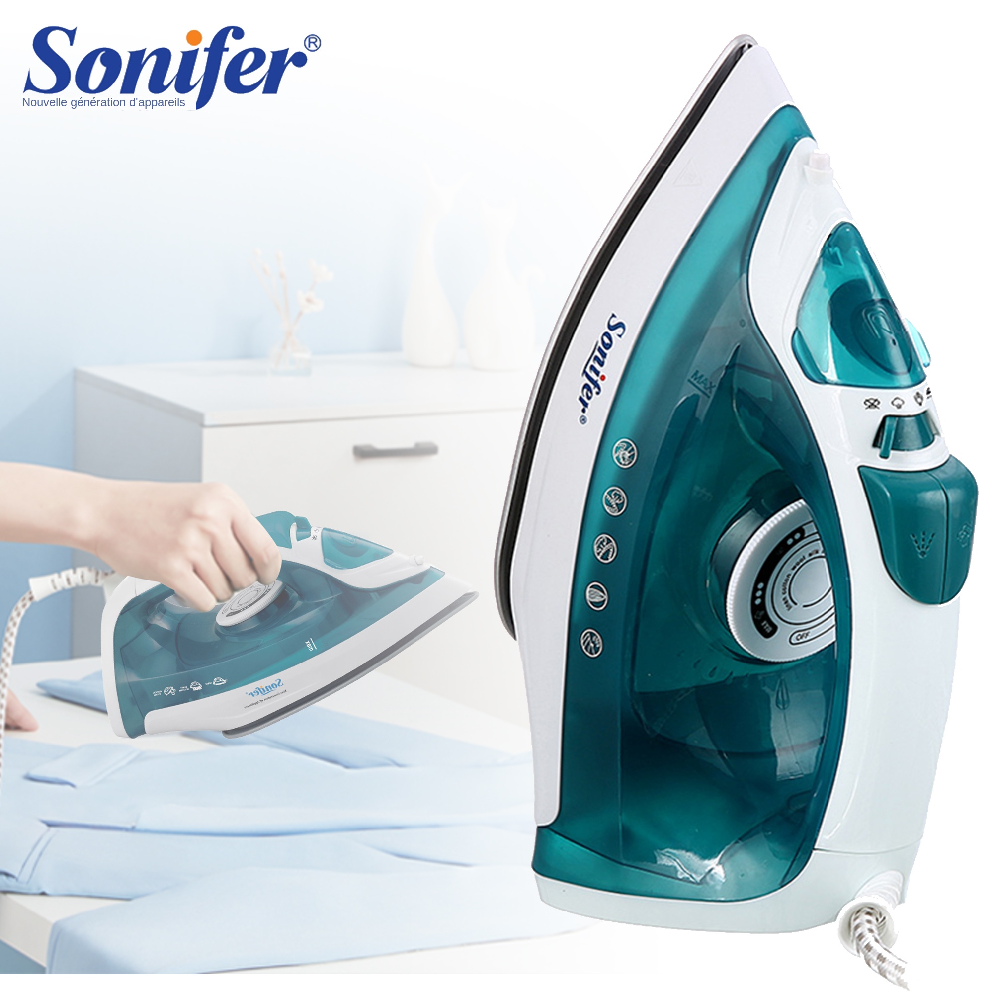Image of Electric Iron Portable Mini Garment Steamer Steam Iron For Clothing Iron Adjustable Ceramic Soleplate Iron For Ironing Sonifer