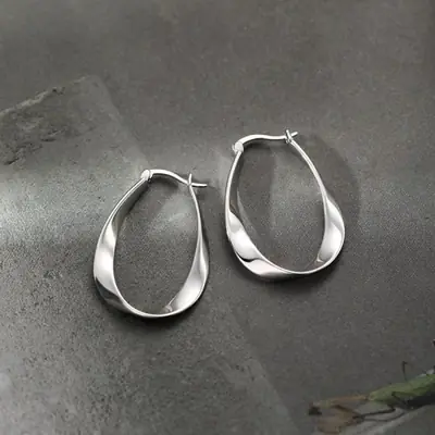 Image de Boucles d'oreilles géométriques en argent 925 - Style coréen élégant