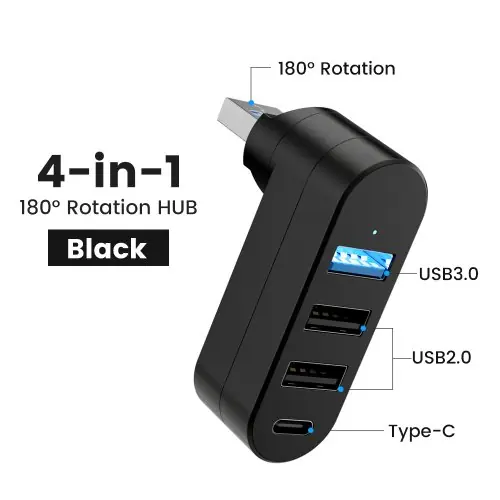 Image de Hub USB-C Rotatif 4 Ports - Haute Vitesse pour MacBook & PC