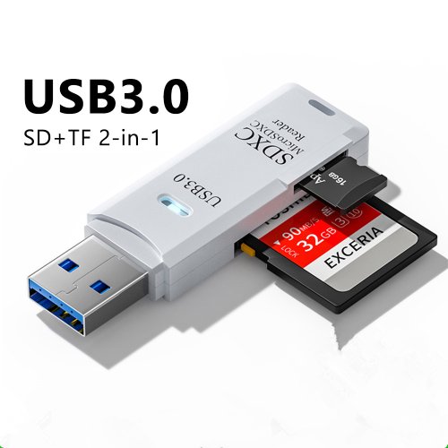 Imagen de Lector de Tarjetas USB 3.0 con Puerto SD y TF – Adaptador Dual de Alta Velocidad para Ordenadores Portátiles y Dispositivos Móviles