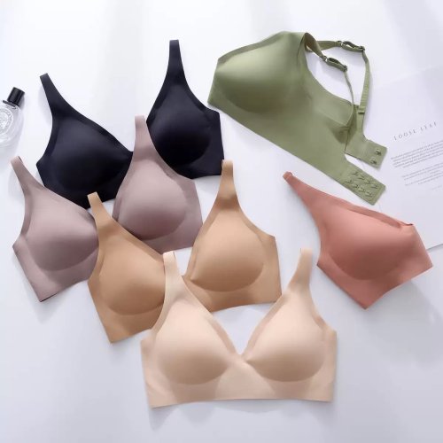 Image of Ultra-Comfortable Seamless French Deep V Bra with Soft Support and Jelly Glue Technology for Small Chest Women – No Steel Ring, Adjustable Gathered Design