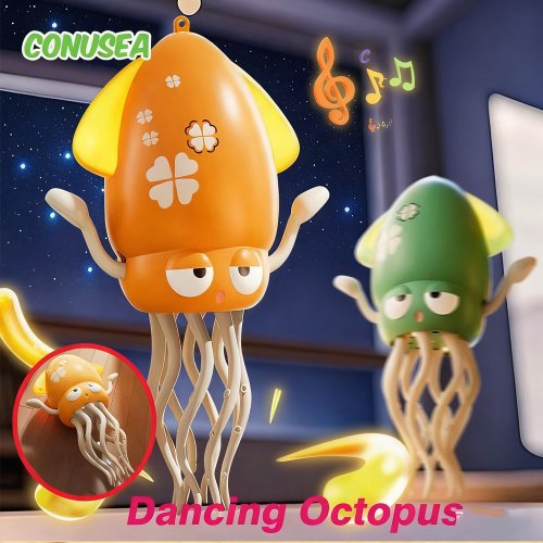 Afbeelding van Elektrische Dansende Inktvis Octopus danser Nieuwigheid fidget speelgoed lichtgevende Muziek Baby Kruipen speelgoed spelletjes voor kinderen kinderen Huisdieren Katten