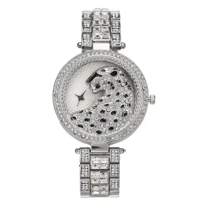 Image de Montre Femme Tête de Léopard Diamants Quartz Élégante