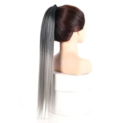 Image de Queue de Cheveux Synthétique Gris Argent - Extension Cosplay