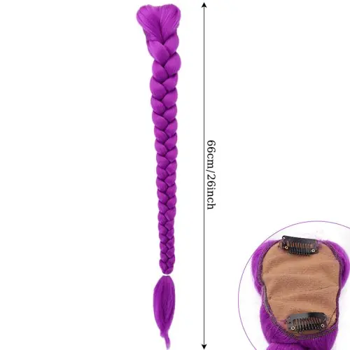 Image de Queue de Cheval Violette Tressée pour Filles - 26 Pouces