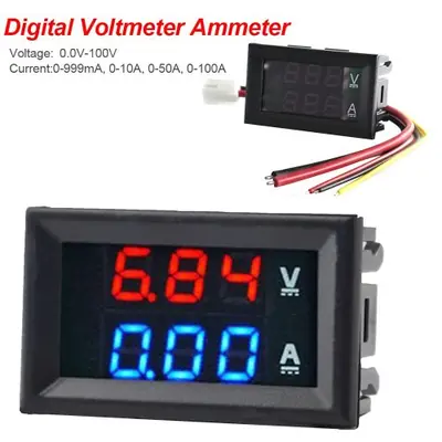 Image de Double Jauge Numérique DC 100V 10A - Voltmètre & Ampèremètre LED