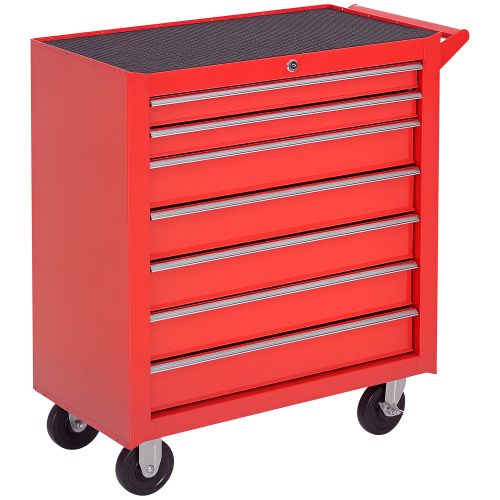 Imagen de DURHAND Carro de Herramientas con 7 Cajones y Ruedas Caja Taller Cerradura tipo Mueble de Almacenamiento 69x33x75cm Rojo