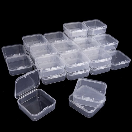 Imagen de Cajas de Almacenamiento Transparentes Cuadradas en 2 Tamaños - Organizador de Cuentas, Joyería y Manualidades con Diseño Práctico para Hogar y Talleres
