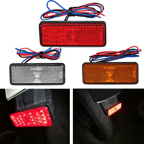 Immagine di Fanale Posteriore LED Rettangolare con Riflettore – Lampada Freno e Luce Posteriore per Moto, Auto, ATV e Camion