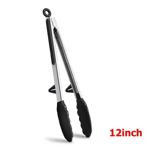 Image de Pinces de Cuisine en Silicone Antiadhésives - Idéales pour BBQ, Pâtes et Steak