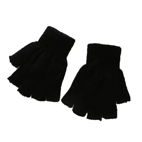 Image de Gants Demi-Doigts Rayés Chauds pour Femmes & Filles