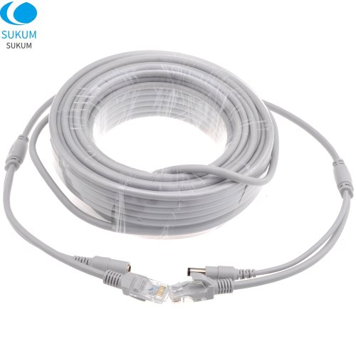 Imagen de Cable de Extensión Ethernet con Alimentación CC para Cámaras IP CCTV - 5m, 10m, 15m, 20m, 30m - Conector RJ45 y Jack 2.1mm / 5.5mm para Sistemas NVR