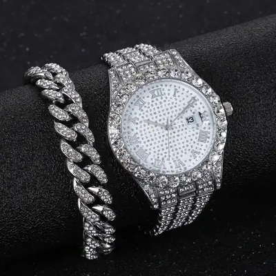 Image de Montre Scintillante avec Bracelet Cubain - Style Rotterdam