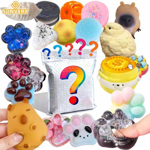 Zdjęcie Zabawka Antystresowa Mystery Fidget Toys w Torebkach Niespodziankach – Kocia Łapka, Squishy Żelowa Zabawka do Ściskania w Kształcie Stopy, Lepka Symulacja Jedzenia, Mochi, Idealna dla Dzieci i Dorosłych 2025