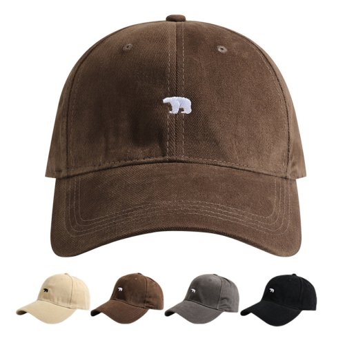 Imagen de Gorra de béisbol de primavera y verano para mujeres y hombres, gorras Snapback de Hip Hop con bordado de oso Polar, sombreros de sol de algodón, sombrero con visera informal Unisex