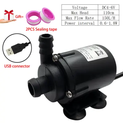 Image de Mini Pompe Submersible Silencieuse 280L/H - 12V/6V pour Aquarium & Hydroponie