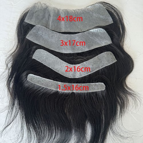 Image of Natural Looking Men's Toupee with Thin Skin PU V-Loop Front, 6-Inch Remy Human Hair Replacement System for Full Hair Restoration