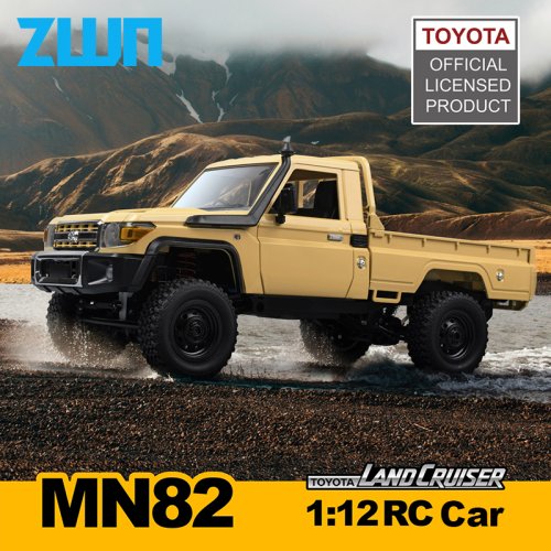 Image of ZWN MN82 1:12 Scale Retro RC Car with LED Lights - Full Simulation LC79 Professional 4WD Remote Control Pickup Truck Model Toy