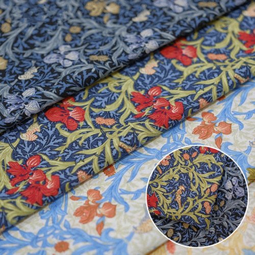 Afbeelding van Elegante William Morris Stof - Donker 60s Poplin