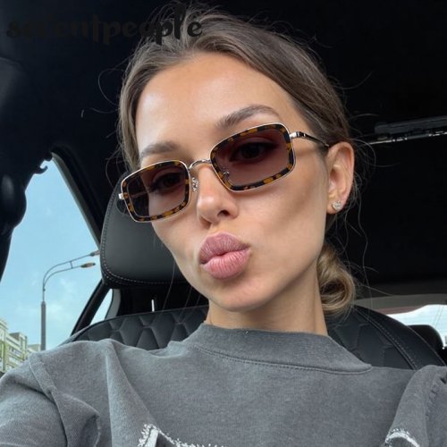 Image of Stylish Small Rectangle Punk Sunglasses for Women – 2026 Luxury Vintage Metal Frame Retro Sun Glasses with UV400 Protection