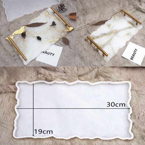 Imagen de Molde de Silicona para Resina - Plato de Té Rectangular Grande, Posavasos DIY, Molde para Resina Epoxi UV, Ideal para Decoración del Hogar y Artesanías Creativas