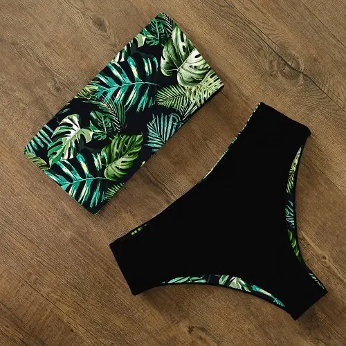 Image de Bikini Réversible Femme - Bandeau Dos Croisé & Imprimé Été